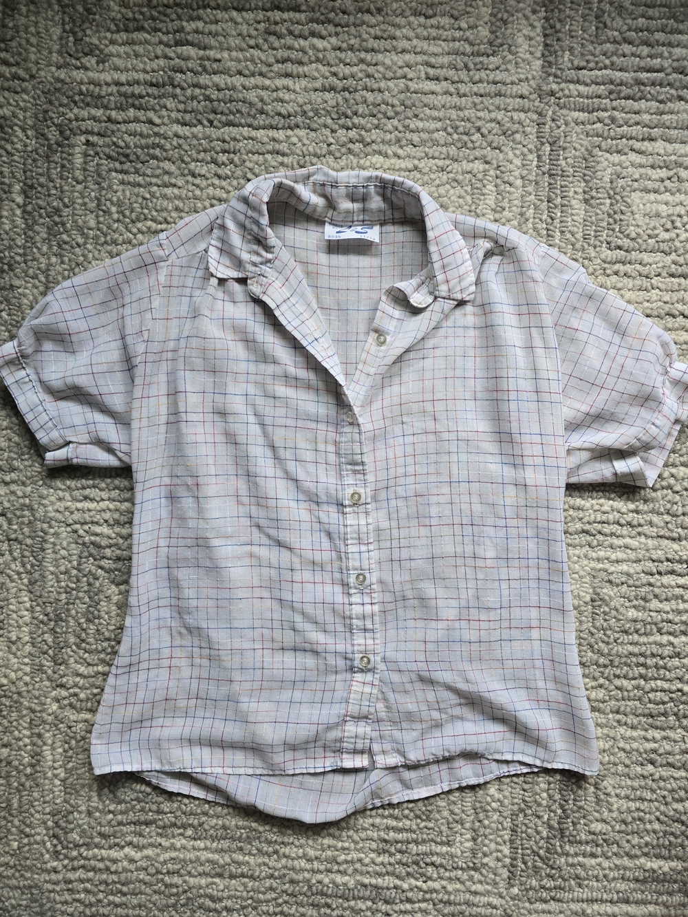 Lightweight Vintage blouse by L&S Rainbow Windowpane